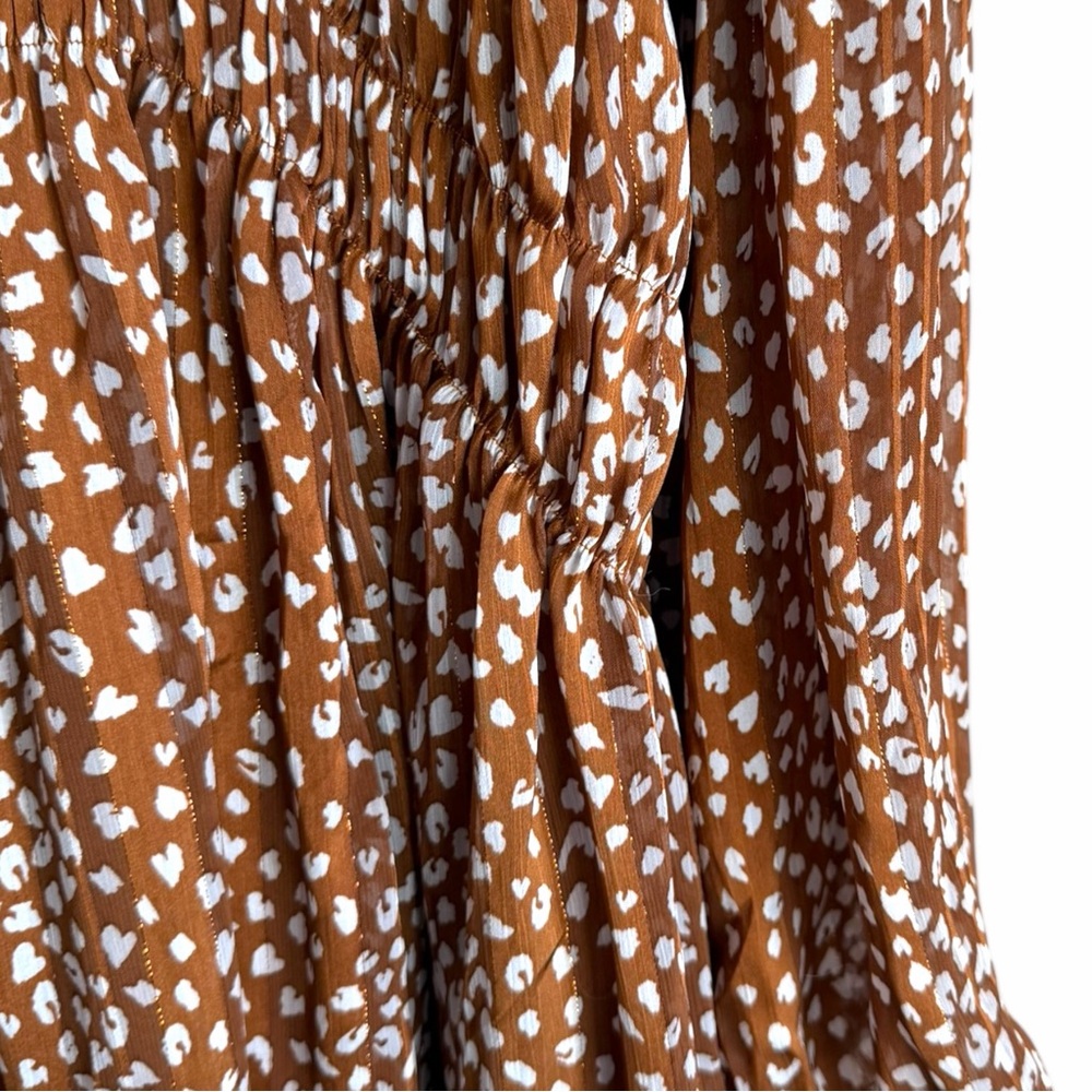 Umgee Boutique Metallic Leopard Long Sleeve Babydoll Dress Size Large - Picture 3 of 6